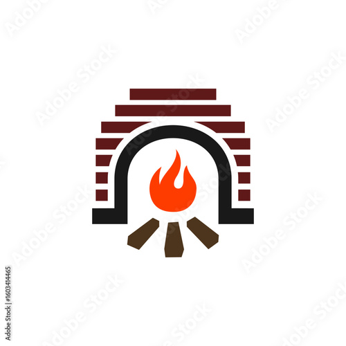 Fire Pit Oven Logo Vector Illustration Design