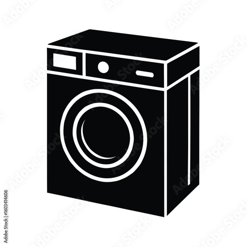 Washing machine silhouette vector icon laundry appliance front load washer silhouette illustration for design