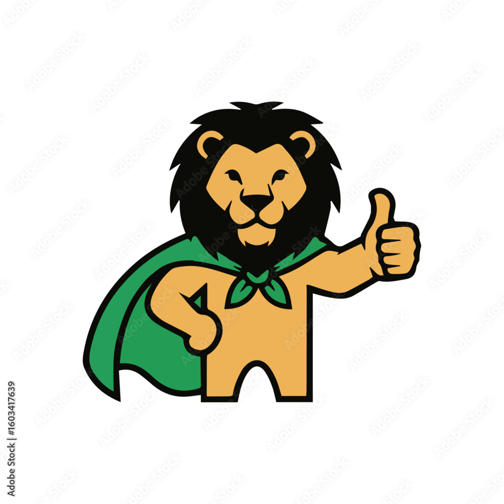 Obraz premium Mighty Lion Superhero Giving Thumbs Up