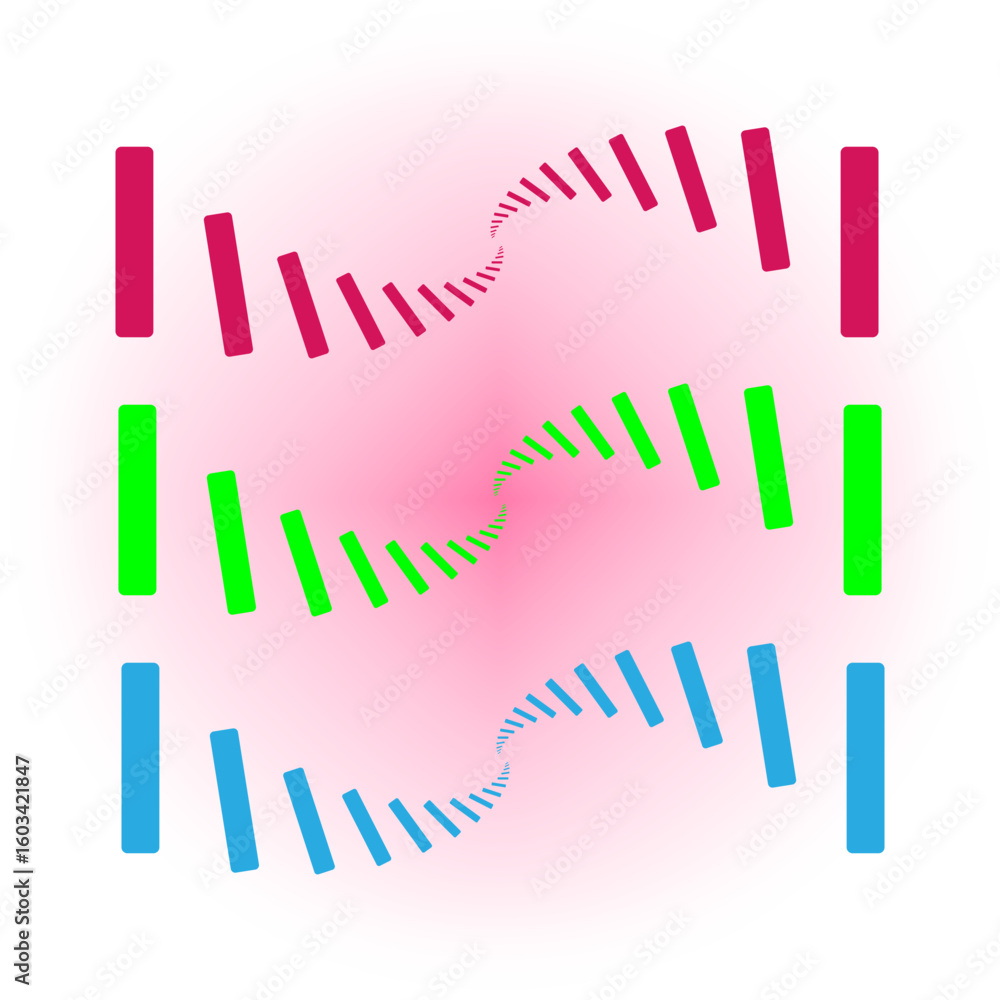 Fototapeta premium Abstract lines composition. Pink background gradient. Red green blue. Vector dynamic motion.