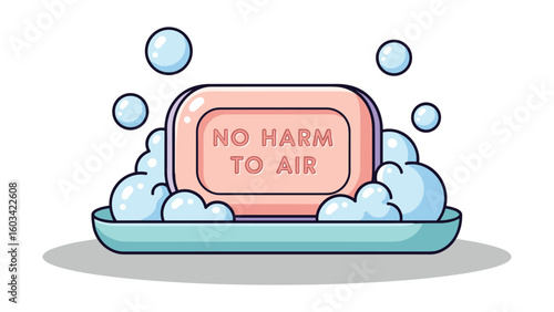 Eco-Friendly Soap Illustration: No Harm To Air, Sustainable Living Concept Design For