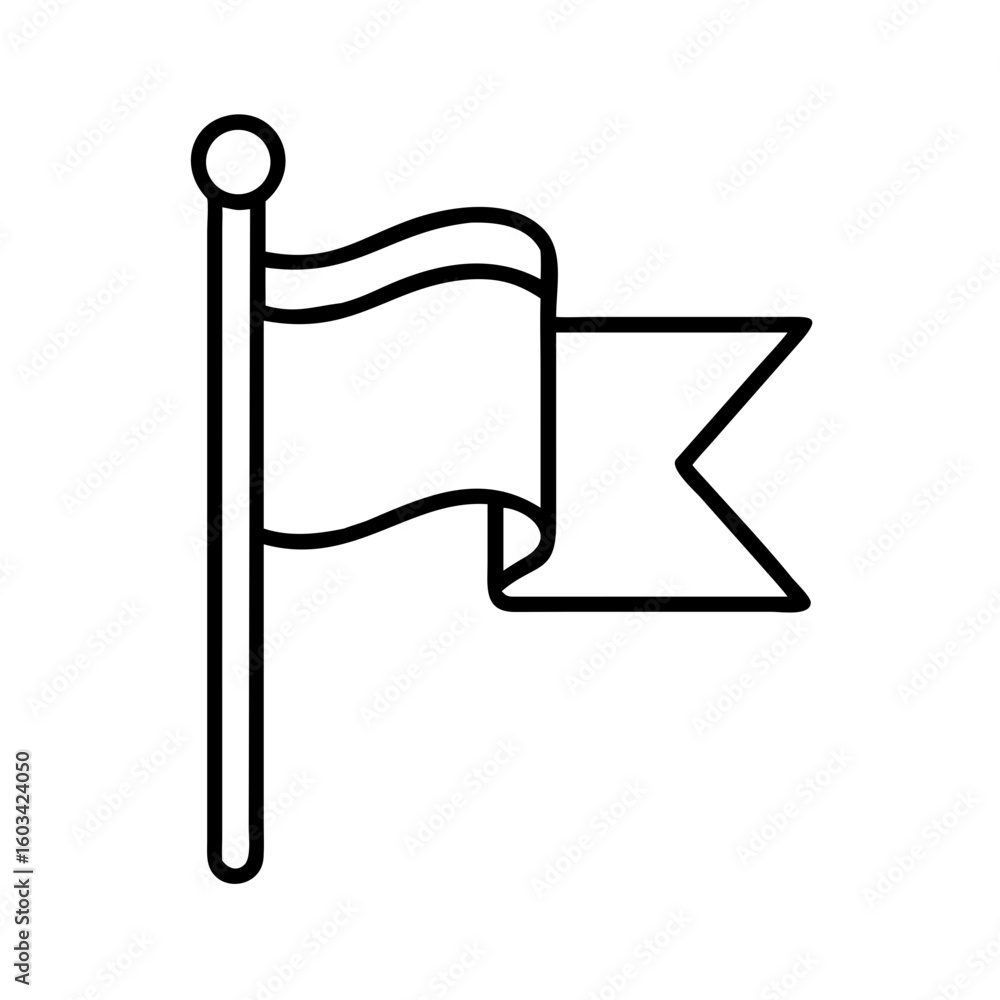 Simple waving flag illustration vector design, victory flag graphic, success flag outline icon, goal flag art Simple waving flag illustration vector design, victory flag graphic, success flag outline icon, goal flag art