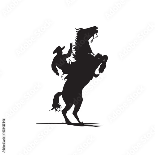 vector illustration of bucking bronco silhouette set, Black & White silhouette set