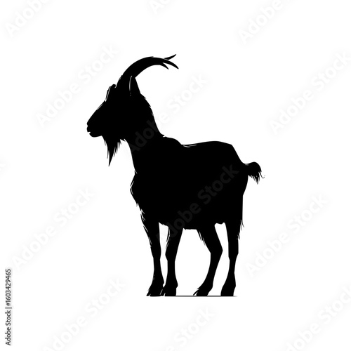 Silhouette of a goat in an urban setting