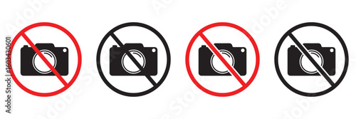 No Camera Icon Set – Prohibited Photography and Surveillance Ban Vector Symbols