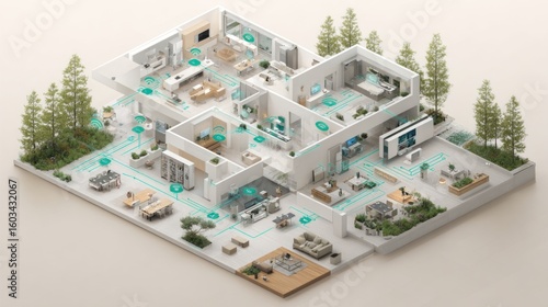 Smart home floorplan illustration