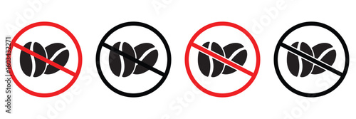 No Coffee Bean Allowed — Prohibition, No Caffeine, Coffee-Free Zone Icon