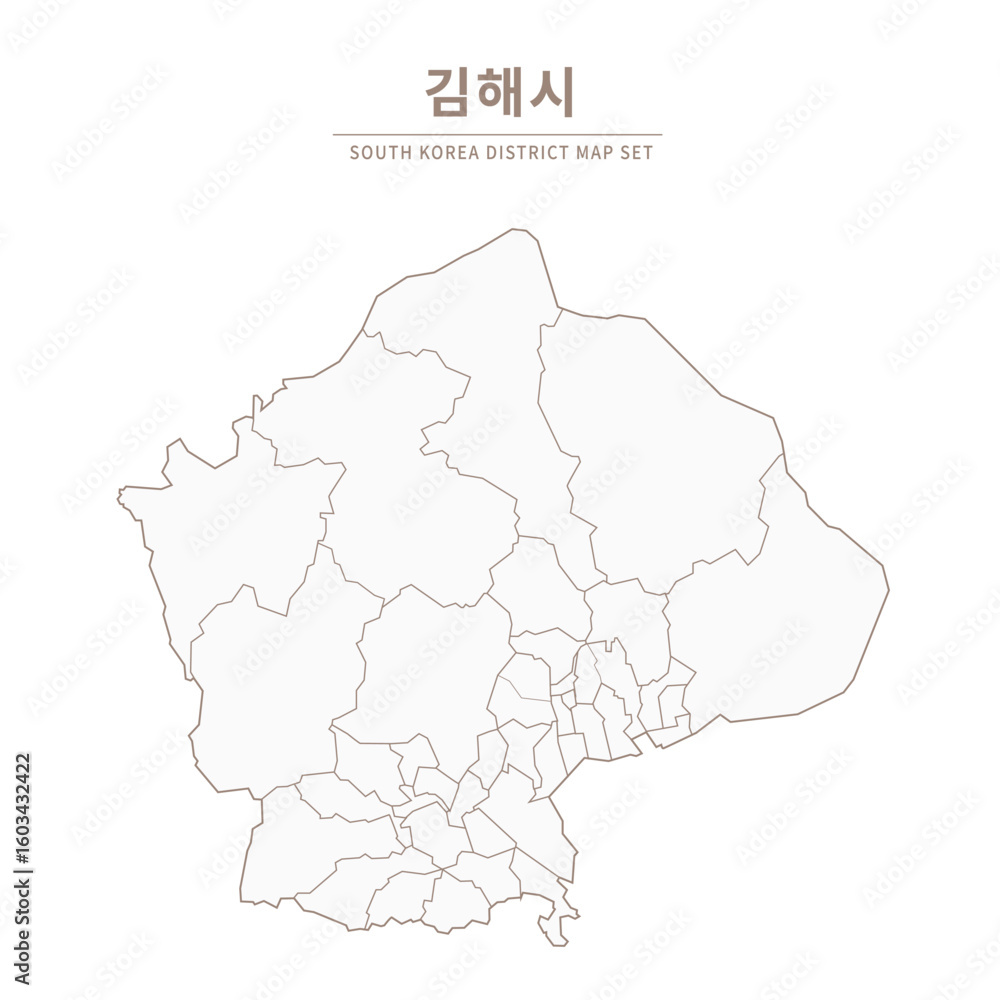 Obraz premium Gimhae-si Line Map. Illustration of Local Cities in Gyeongsang-do, South Korea