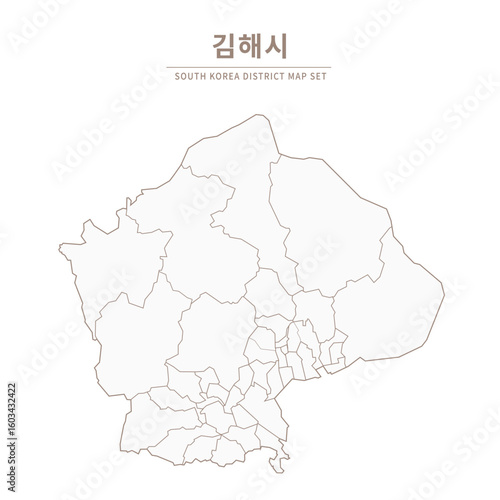 Gimhae-si Line Map. Illustration of Local Cities in Gyeongsang-do, South Korea