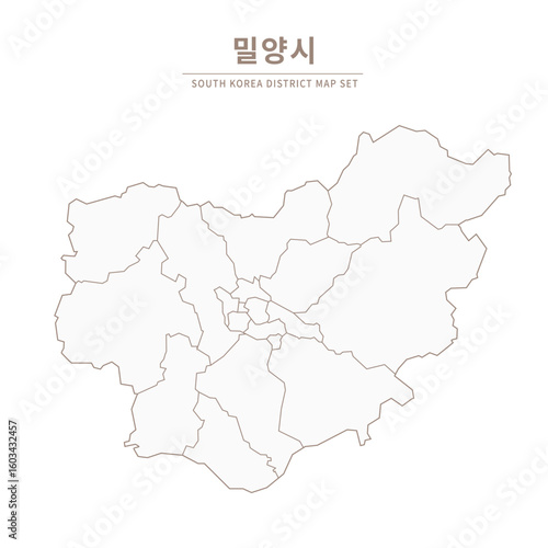 Miryang-si Line Map. Illustration of Local Cities in Gyeongsang-do, South Korea