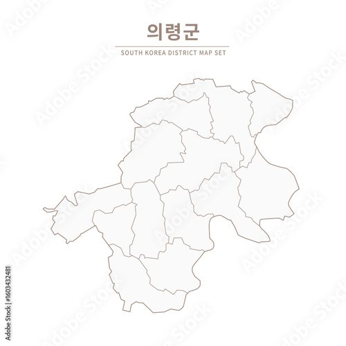 Uiryeong-gun Line Map. Illustration of Local Cities in Gyeongsang-do, South Korea