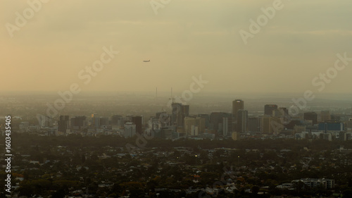 Adelaide city skyline at dusk,  South Australia