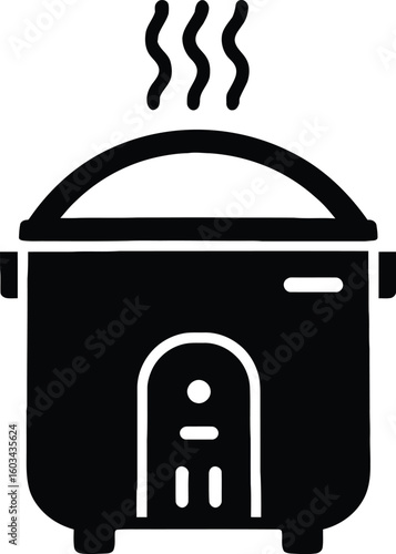 rice cooker silhouette vector icon illustration for kitchen appliances and cooking needs