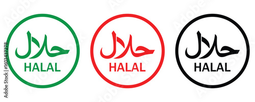 Halal Certification Logo Set – Islamic Food Label and Badge Icons in Multiple Styles