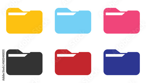 Folder Icon Set with Documents – Office Archive and File Management Vector Collection