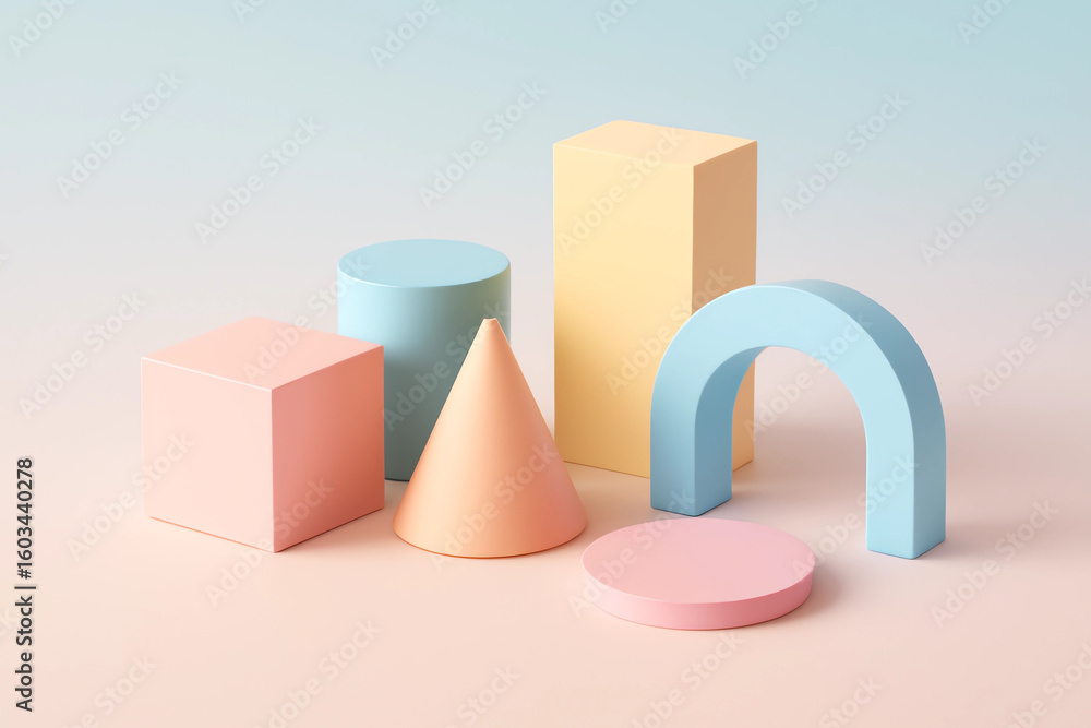 Obraz premium bar chart or geometric figure made of soft colored cubes for background