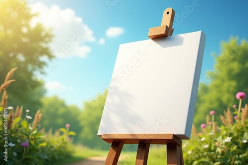 easel with blank canvas