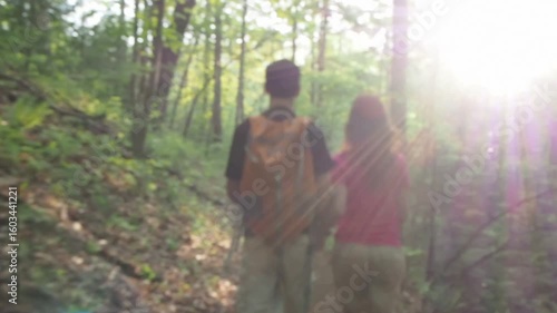 Wallpaper Mural Young Couple Hiking Trail at Sunrise in Blue Ridge Mountains Torontodigital.ca