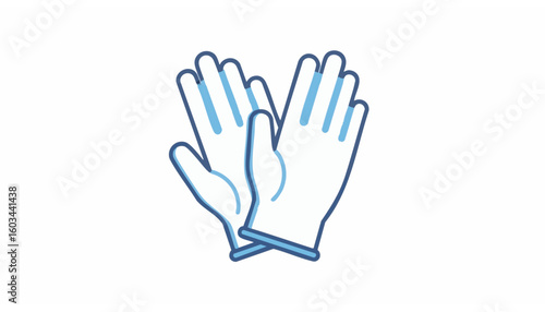 Disposable protective gloves icon. Vector line art illustration of medical or cleaning hand wear for hygiene and safety concepts.