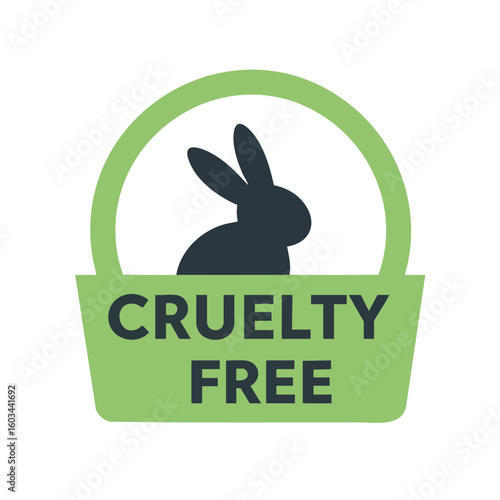 Vector illustration of cruelty free label flat style on white background, ethical product sign