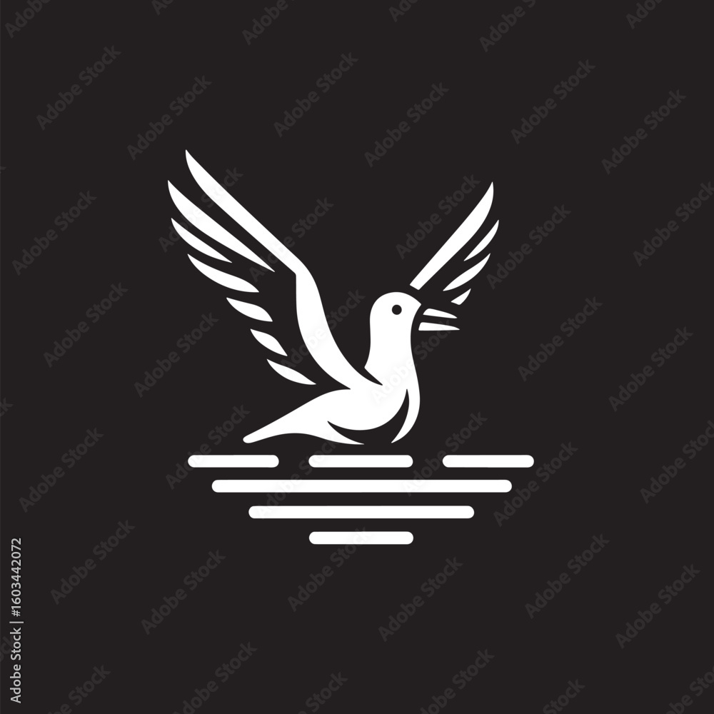 Fototapeta premium White dove on a dark background. The symbol of peace and love