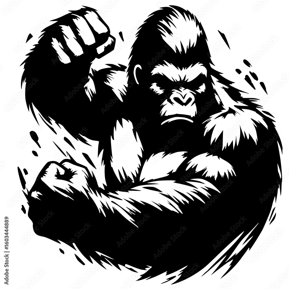 Obraz premium Silhouette portrait of an angry gorilla