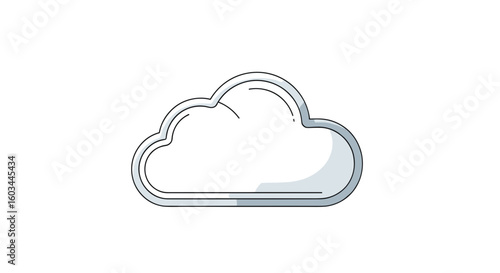 Illustration of a stylized cloud with a thick outline and subtle shading on a white background view