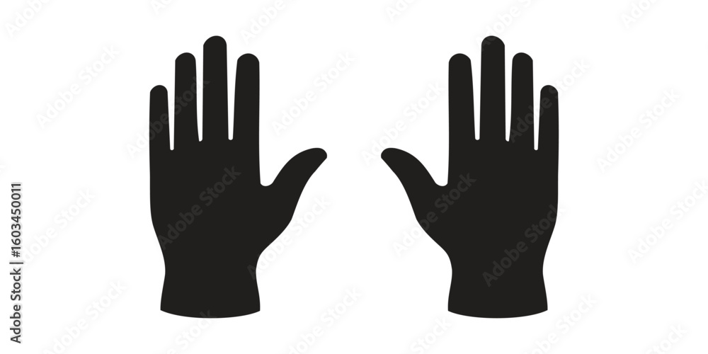 Obraz premium Vector art of black and white hands with palms facing forward fingers spread