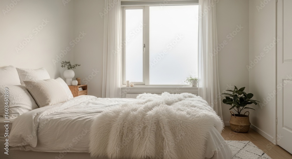 Fototapeta premium Modern Minimalist Bedroom Interior Design