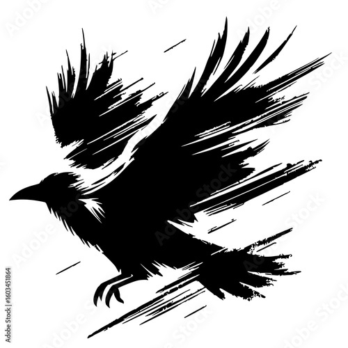 Silhouette of a flying crow