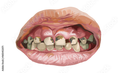 むし歯イラスト口を開いた状態 前歯