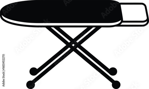 Simple black and white illustration of an ironing board