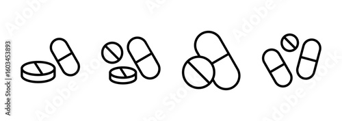 Pills icon logo design. capsule icon. Drug sign and symbol