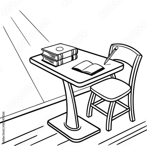 Study Table and Chair Illustration