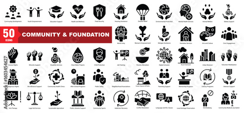 Community And Foundation Glyph Icon Set	