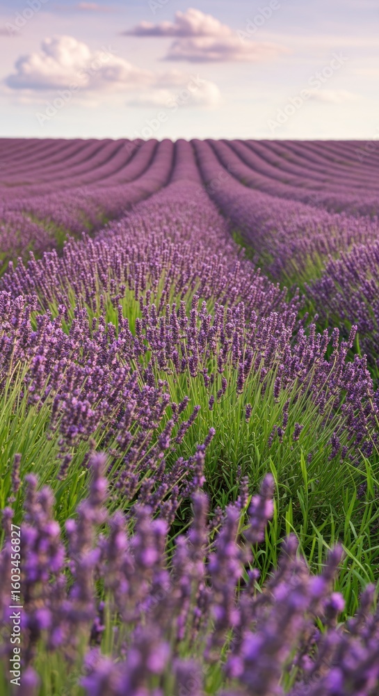 Naklejka premium Lavender field stretching to horizon
