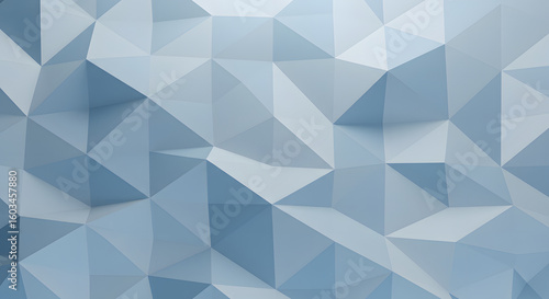 Polygonal faceted background in cool light blue tones. Abstract geometric texture for digital design or modern concept wallpaper.