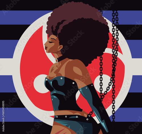 pride bdsm lgbt triskelion flag and sensual afro woman 