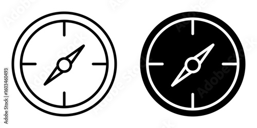 Compass icon for navigation, line and glyph wind rose compass