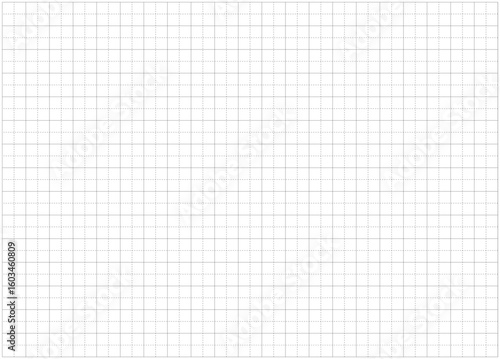 Black grid dotted texture on white. Typographical template to make notebooks production. Mathematics dashed grid pattern. . Wide squared black grid paper. Notebook blank sheets. School, education, bac