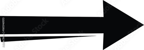 Vector art of a sleek black arrow pointing right, isolated on white background, representing a simple and modern directional symbol for graphic design and navigation