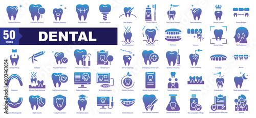 Dental Glyph Gradient Icon Set