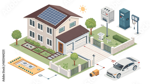 Smart home energy system with solar panels and EV charging