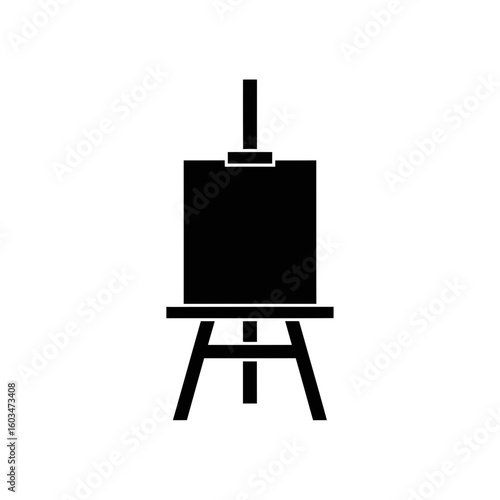 A graphic illustration of an easel black and white design for art and creative projects