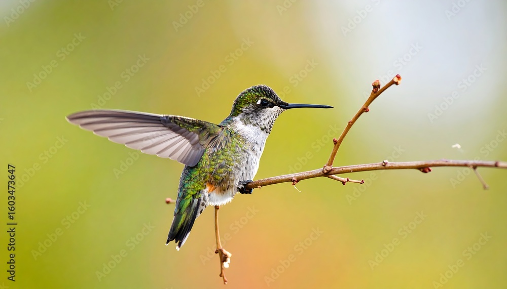Fototapeta premium A hummingbird perched on a branch