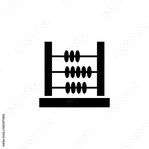 A black and white illustration of an abacus an ancient calculating tool isolated on white