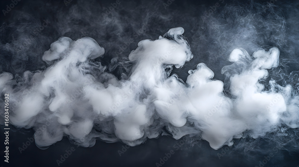 Naklejka premium White smoke plumes on a dark background