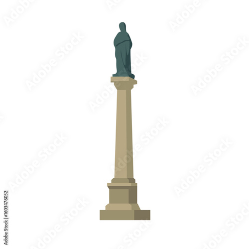 France, Amiens statue tourism landmarks, vector city travel illustration, iconic