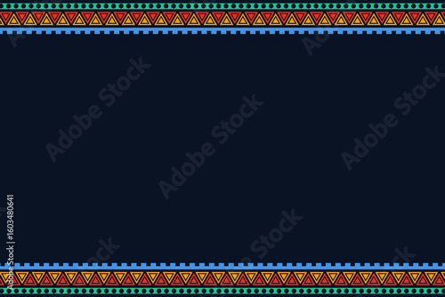 Decorative border tribal pattern for hispanic heritage month. dark blue background