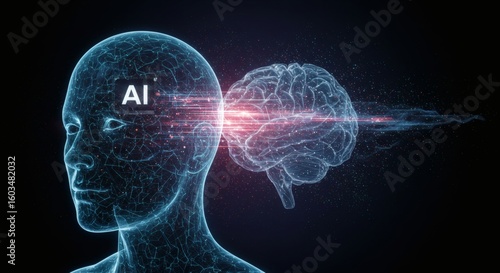 AI Brain Interface with Glowing Neural Network – Futuristic Head Side View 4
